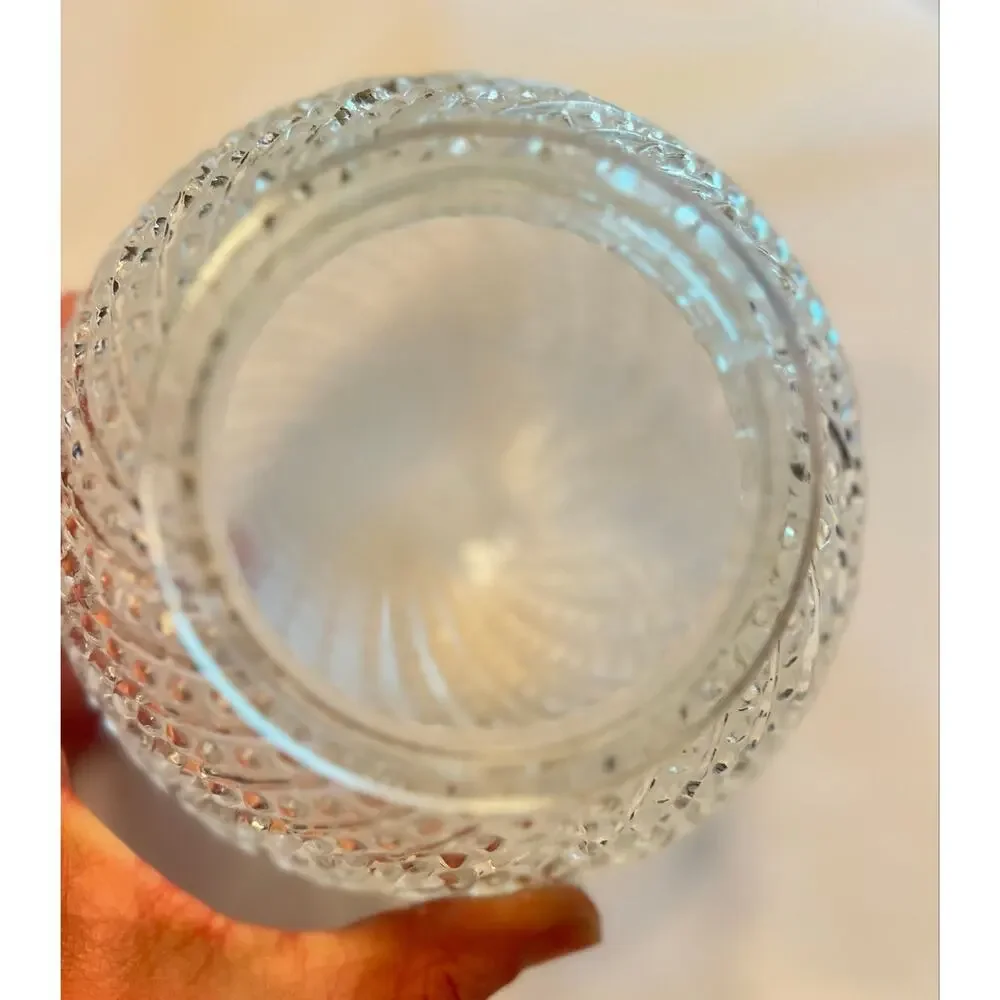 Vintage MCM Clear Spiral Hobnail Glass Globe Light Shade 6” Ball 3” Fitter